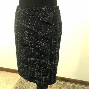 Piazza Sempione Wool Blend Tweed Skirt Ruffle